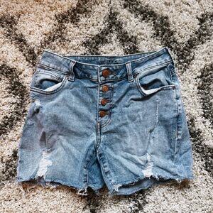 Maurices Blue Distressed Button-Fly Jean Shorts